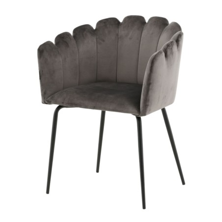 Venture Home Silla de comedor Limhamn terciopelo negro y gris