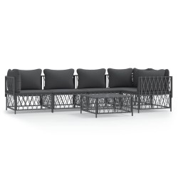 vidaXL Juego de muebles de jardín 6 pzas con cojines acero antracita