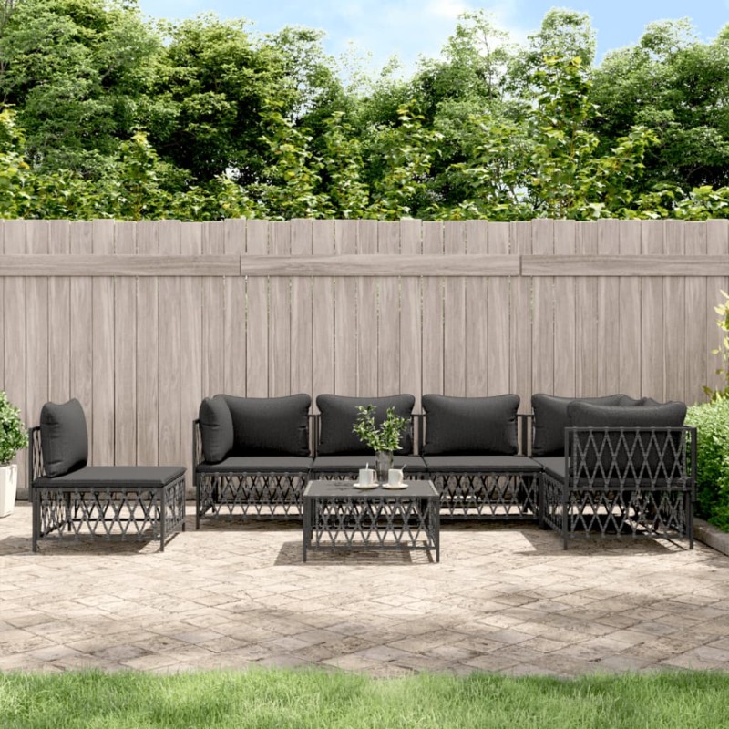 vidaXL Juego de muebles de jardín 7 pzas con cojines acero antracita