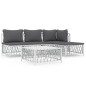 vidaXL Juego de muebles de jardín 5 piezas y cojines acero blanco vidaXL Juego de muebles de jardín 5 piezas y cojines acero blanco