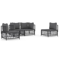 vidaXL Juego muebles de jardín 4 pzas y cojines acero gris antracita