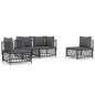 vidaXL Juego muebles de jardín 4 pzas y cojines acero gris antracita vidaXL Juego muebles de jardín 4 pzas y cojines acero gris antracita