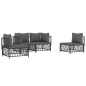 vidaXL Juego muebles de jardín 4 pzas y cojines acero gris antracita vidaXL Juego muebles de jardín 4 pzas y cojines acero gris antracita