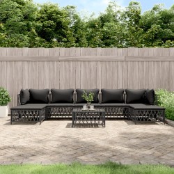 vidaXL Juego de muebles de jardín 8 pzas con cojines acero antracita