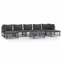 vidaXL Juego de muebles de jardín 8 pzas con cojines acero antracita