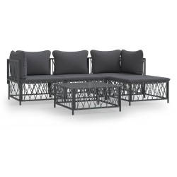 vidaXL Juego muebles de jardín 5 pzas y cojines acero gris antracita