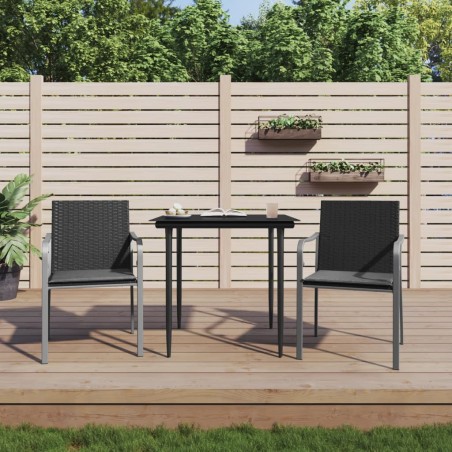 vidaXL Juego comedor jardín 3 piezas y cojines ratán sintético y acero