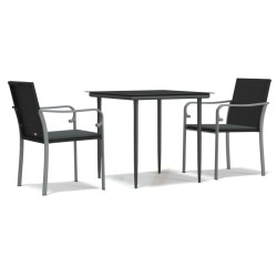 vidaXL Juego comedor jardín 3 piezas y cojines ratán sintético y acero