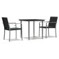 vidaXL Juego comedor jardín 3 piezas y cojines ratán sintético y acero vidaXL Juego comedor jardín 3 piezas y cojines ratán sintético y acero