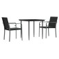 vidaXL Juego comedor jardín 3 piezas y cojines ratán sintético y acero vidaXL Juego comedor jardín 3 piezas y cojines ratán sintético y acero