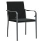 vidaXL Juego comedor jardín 3 piezas y cojines ratán sintético y acero vidaXL Juego comedor jardín 3 piezas y cojines ratán sintético y acero