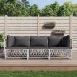 vidaXL Juego de muebles de jardín 3 piezas con cojines acero blanco vidaXL Juego de muebles de jardín 3 piezas con cojines acero blanco