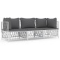 vidaXL Juego de muebles de jardín 3 piezas con cojines acero blanco vidaXL Juego de muebles de jardín 3 piezas con cojines acero blanco