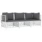 vidaXL Juego de muebles de jardín 3 piezas con cojines acero blanco vidaXL Juego de muebles de jardín 3 piezas con cojines acero blanco