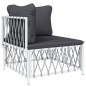vidaXL Juego de muebles de jardín 3 piezas con cojines acero blanco vidaXL Juego de muebles de jardín 3 piezas con cojines acero blanco