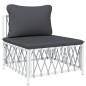 vidaXL Juego de muebles de jardín 3 piezas con cojines acero blanco vidaXL Juego de muebles de jardín 3 piezas con cojines acero blanco
