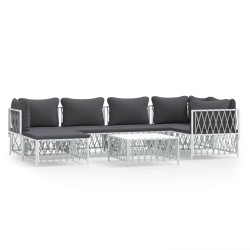 vidaXL Juego de muebles de jardín 7 piezas con cojines acero blanco