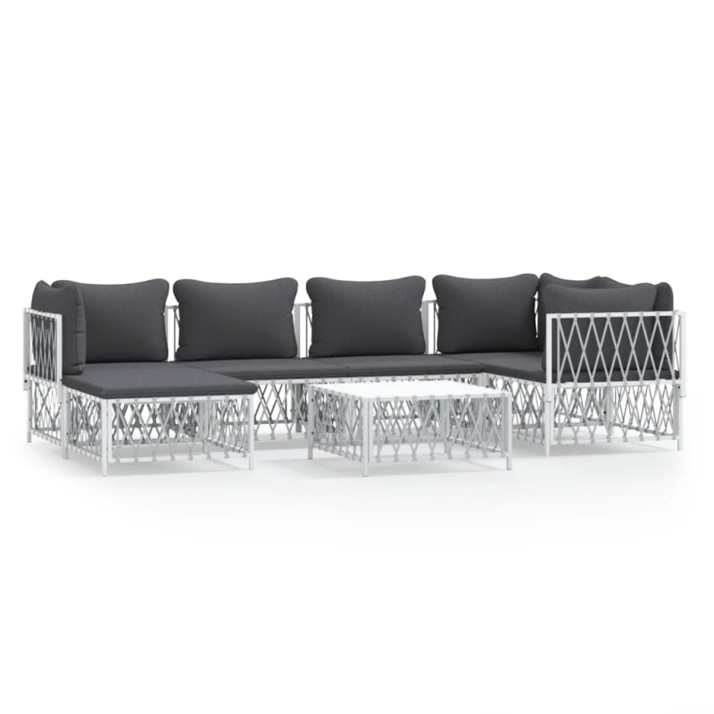 vidaXL Juego de muebles de jardín 7 piezas con cojines acero blanco vidaXL Juego de muebles de jardín 7 piezas con cojines acero blanco