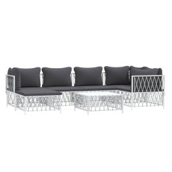 vidaXL Juego de muebles de jardín 7 piezas con cojines acero blanco