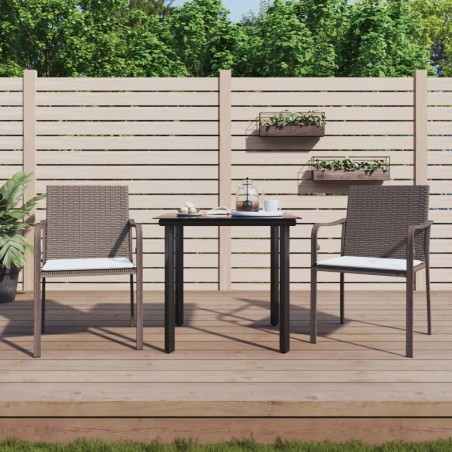 vidaXL Juego comedor jardín 3 piezas y cojines ratán sintético y acero