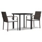 vidaXL Juego comedor jardín 3 piezas y cojines ratán sintético y acero