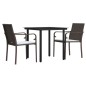 vidaXL Juego comedor jardín 3 piezas y cojines ratán sintético y acero