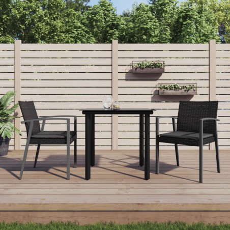 vidaXL Juego comedor jardín 3 piezas y cojines ratán sintético y acero
