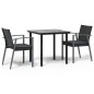 vidaXL Juego comedor jardín 3 piezas y cojines ratán sintético y acero vidaXL Juego comedor jardín 3 piezas y cojines ratán sintético y acero