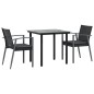 vidaXL Juego comedor jardín 3 piezas y cojines ratán sintético y acero vidaXL Juego comedor jardín 3 piezas y cojines ratán sintético y acero