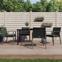 vidaXL Juego comedor jardín 5 piezas y cojines ratán sintético y acero