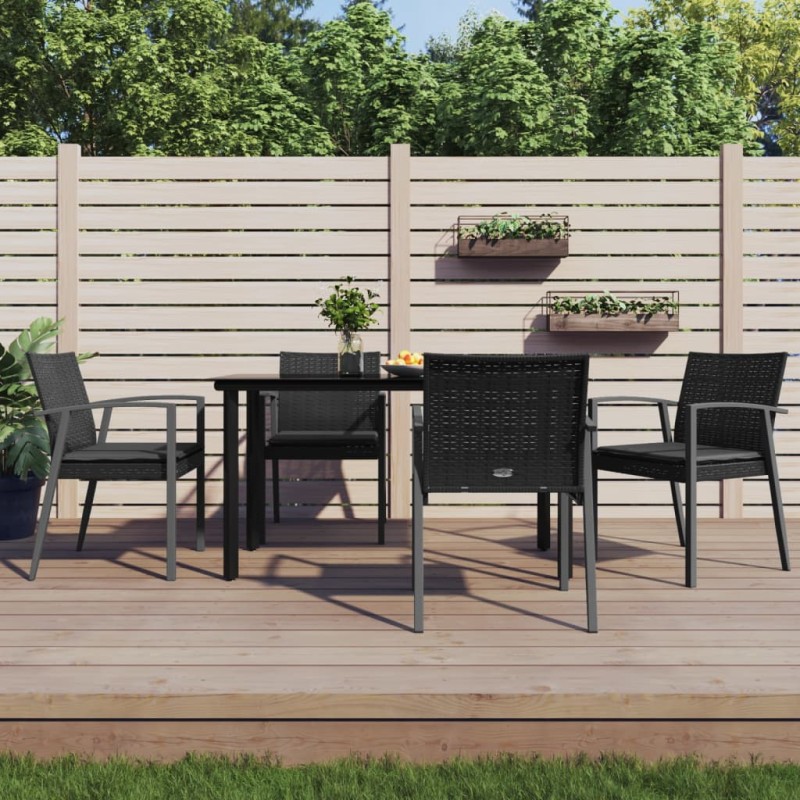 vidaXL Juego comedor jardín 5 piezas y cojines ratán sintético y acero vidaXL Juego comedor jardín 5 piezas y cojines ratán sintético y acero