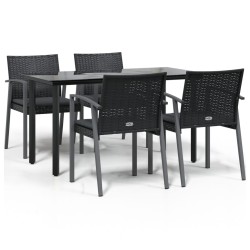 vidaXL Juego comedor jardín 5 piezas y cojines ratán sintético y acero
