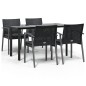 vidaXL Juego comedor jardín 5 piezas y cojines ratán sintético y acero vidaXL Juego comedor jardín 5 piezas y cojines ratán sintético y acero