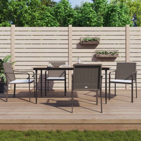 vidaXL Juego comedor jardín 5 piezas y cojines ratán sintético y acero