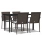 vidaXL Juego comedor jardín 5 piezas y cojines ratán sintético y acero vidaXL Juego comedor jardín 5 piezas y cojines ratán sintético y acero