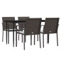 vidaXL Juego comedor jardín 5 piezas y cojines ratán sintético y acero vidaXL Juego comedor jardín 5 piezas y cojines ratán sintético y acero
