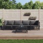 vidaXL Juego muebles de jardín 5 pzas y cojines acero gris antracita vidaXL Juego muebles de jardín 5 pzas y cojines acero gris antracita