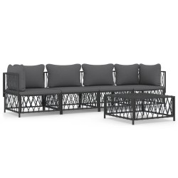 vidaXL Juego muebles de jardín 5 pzas y cojines acero gris antracita