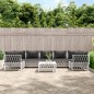 vidaXL Juego de muebles de jardín 8 piezas con cojines acero blanco vidaXL Juego de muebles de jardín 8 piezas con cojines acero blanco