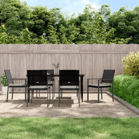 vidaXL Juego comedor jardín 7 piezas y cojines ratán sintético y acero