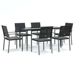 vidaXL Juego comedor jardín 7 piezas y cojines ratán sintético y acero