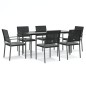 vidaXL Juego comedor jardín 7 piezas y cojines ratán sintético y acero vidaXL Juego comedor jardín 7 piezas y cojines ratán sintético y acero
