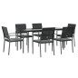 vidaXL Juego comedor jardín 7 piezas y cojines ratán sintético y acero vidaXL Juego comedor jardín 7 piezas y cojines ratán sintético y acero