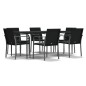 vidaXL Juego comedor jardín 7 piezas y cojines ratán sintético y acero vidaXL Juego comedor jardín 7 piezas y cojines ratán sintético y acero