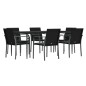 vidaXL Juego comedor jardín 7 piezas y cojines ratán sintético y acero vidaXL Juego comedor jardín 7 piezas y cojines ratán sintético y acero