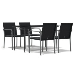 vidaXL Juego comedor jardín 5 piezas y cojines ratán sintético y acero