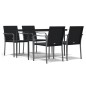 vidaXL Juego comedor jardín 5 piezas y cojines ratán sintético y acero