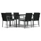 vidaXL Juego comedor jardín 7 piezas y cojines ratán sintético y acero vidaXL Juego comedor jardín 7 piezas y cojines ratán sintético y acero