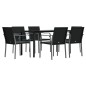 vidaXL Juego comedor jardín 7 piezas y cojines ratán sintético y acero vidaXL Juego comedor jardín 7 piezas y cojines ratán sintético y acero