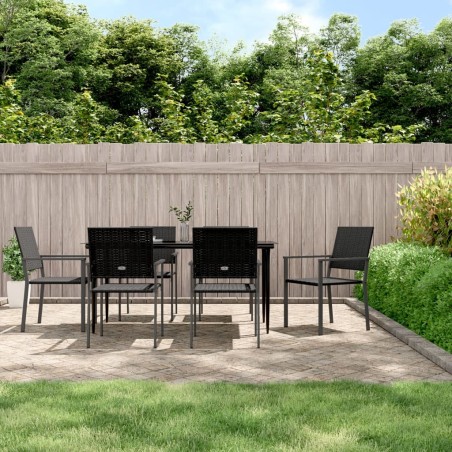 vidaXL Juego de comedor para jardín 7 piezas ratán sintético y acero
